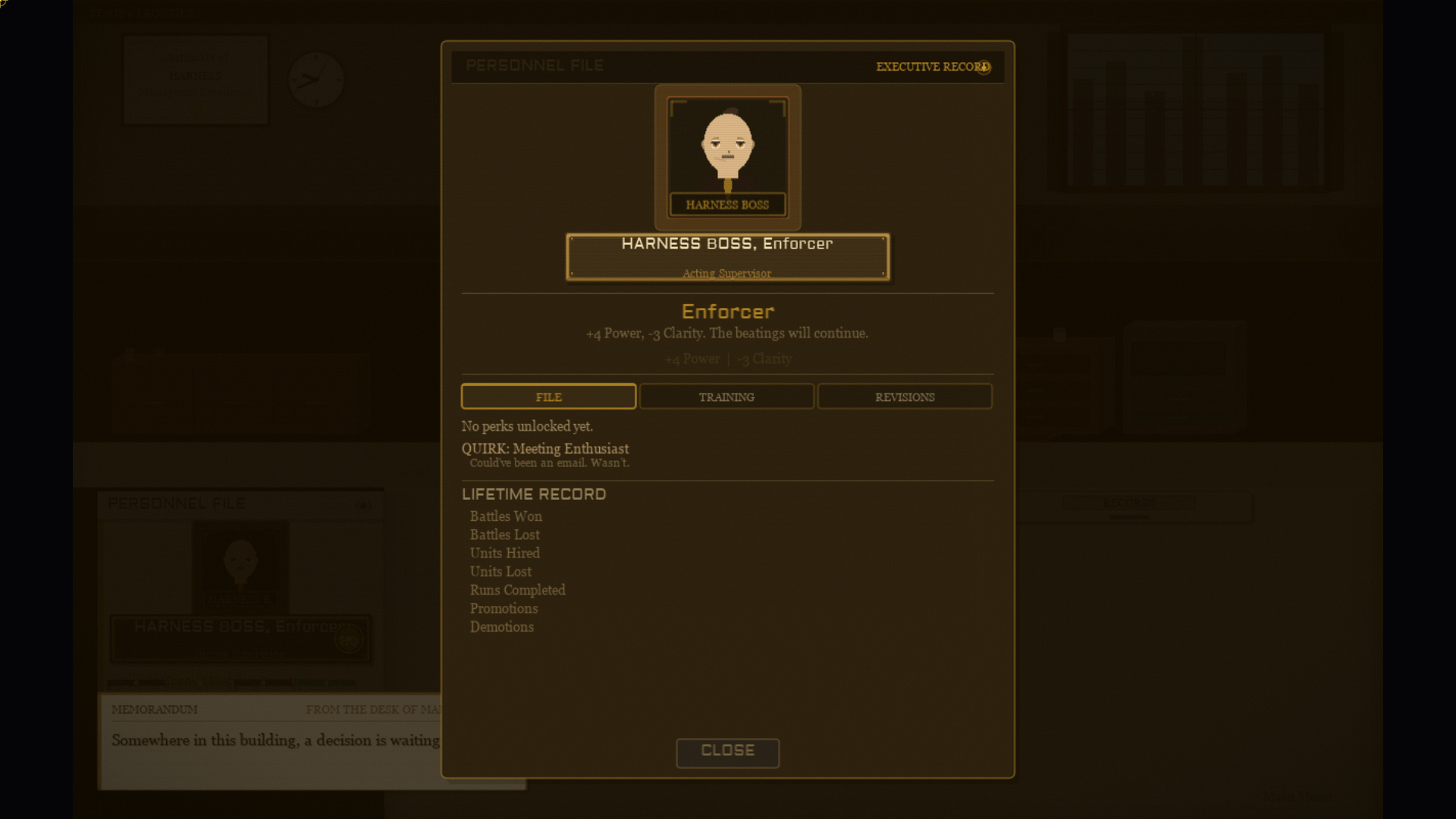 LIFETIME RECORD ON FILE. SUBJECT IS AWARE.