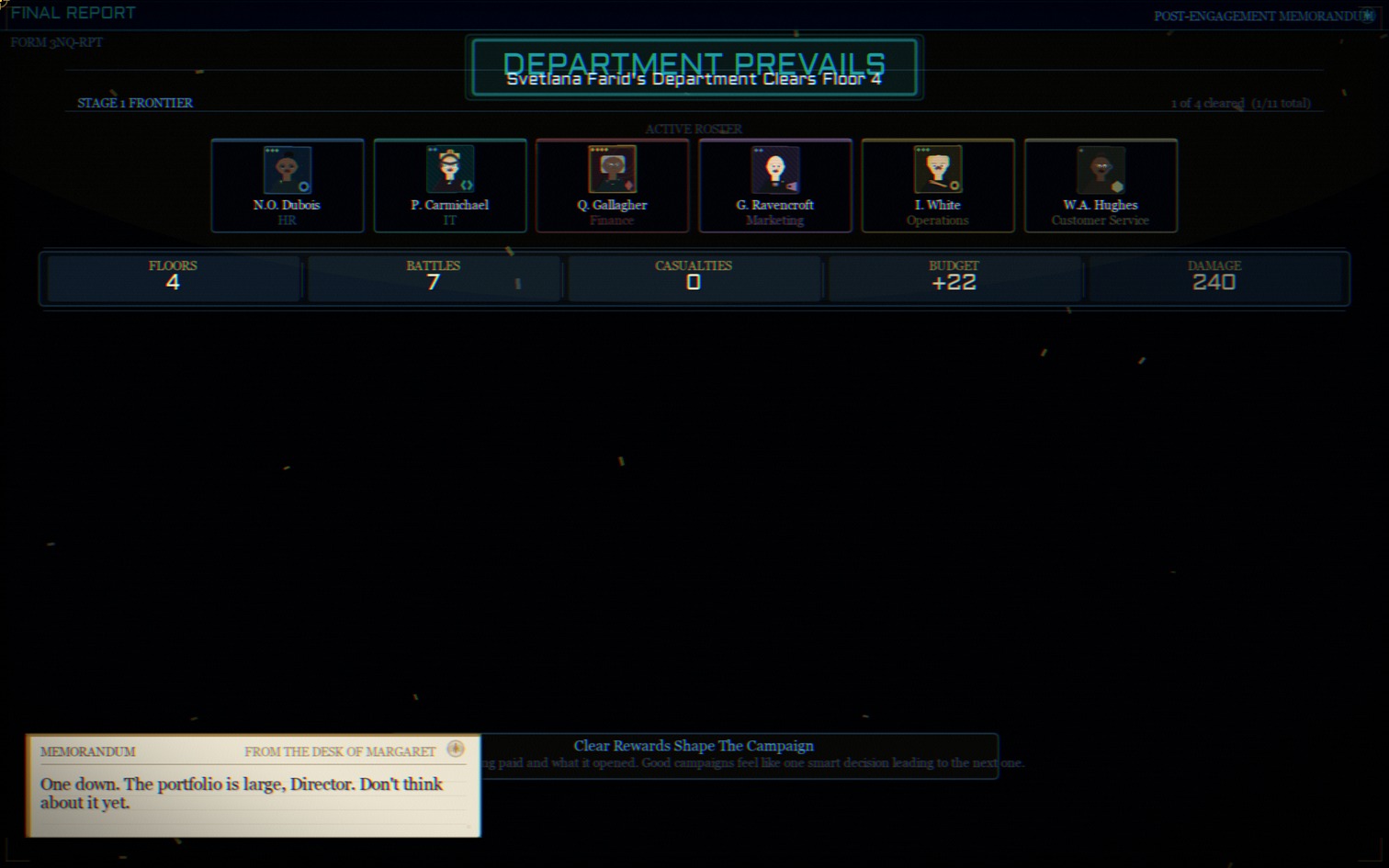 Clear floors, keep the survivors, and turn one run into progress.